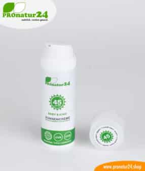 Sonnencreme LSF 45 – BABY & KIND. Mineralischer Lichtschutz, UVA, UVB, wasserfest, vegan – OHNE MIKROPLASTIK, OHNE ALKOHOL, OHNE CHEMIE