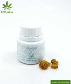 CBD Softgel Kapseln der Cannabis Pflanze mit 10 % CBD Anteil. Ohne THC.