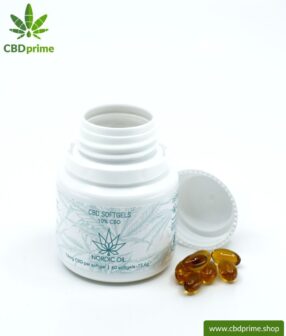 CBD Softgel Kapseln der Cannabis Pflanze mit 10 % CBD Anteil. Ohne THC.