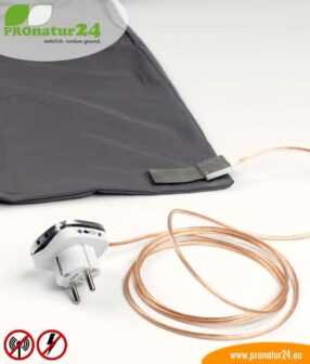Schlafsack TSB Elektrosmog PRO - Alles inklusive SET. Eine geniale Ergänzung zum Schutz vor Elektrosmog HF (bis zu 35 dB) und NF für unterwegs! 28 Schlafsack Elektrosmog PRO mit angeschlossener Erdung