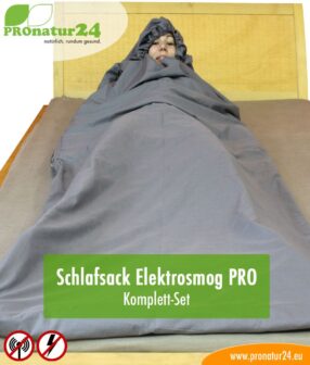 Schlafsack TSB Elektrosmog PRO - Alles inklusive SET. Eine geniale Ergänzung zum Schutz vor Elektrosmog HF (bis zu 35 dB) und NF für unterwegs!