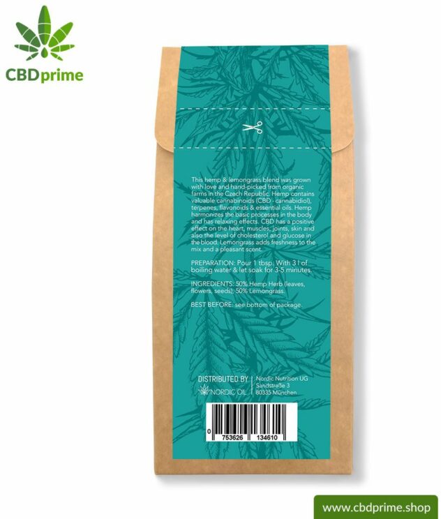 CBD Hanftee mit Zitronengras (Lemongrass), 50 Gramm mit 0,6 % Cannabidiol Anteil